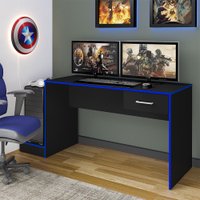 Mesa Gamer Sirius 1 Gaveta Preto/azul - Artely