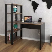 Mesa Escrivaninha Future  3 Prateleiras Pinho/preto - Pnr Móveis