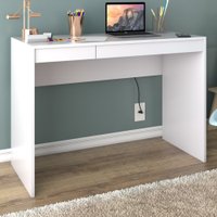 Mesa Escrivaninha Office 2 Gavetas Branco - Pnr Móveis