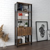 Estante Para Livros Future 1 Porta Basculante 3 Prateleiras Pinho/preto - Pnr Móveis
