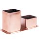 Porta Caneta e Clips Dellocolor Porta Objetos Organizador de Mesa Escritório Rose Gold Metalizado