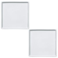 Jogo 2 Pratos de Pão Quadrados Rasos em Porcelana 16x16cm Americana Germer Branco