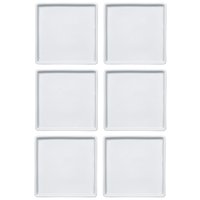 Jogo 6 Pratos Quadrados Rasos em Porcelana 16x16cm Americana Germer Branco