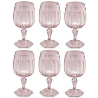 Conjunto 6 Taças Para Água Suco 350ml Plástico Rosa Translucido Samba UZ