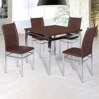 Mesa De Jantar 4 Lugares Riviera Quadrada Cromado/castanho - Art Panta