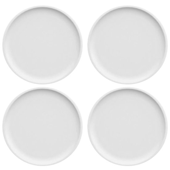Kit 4 Pratos de Sobremesa Porcelana Branca Redondos 18,5cm Bold Germer Hotel Bar Restaurante