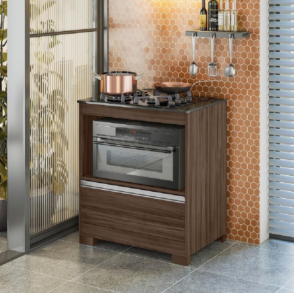 Balcão de Cozinha Para Cooktop 4 bocas e Nicho para Forno NT3110 Nogal ...