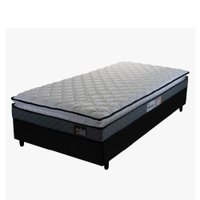 Cama Box Solteiro Colchão Espuma D33 Pillow Top Millenium 88x188x57cm Cinza/Preto Hellen - Suporta até 120kg por Pessoa