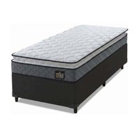 Cama Box Solteiro Colchão Espuma D33 Pillow Top Millenium 88x188x57cm Cinza/Preto Hellen - Suporta até 120kg por Pessoa