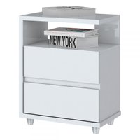 Mesa De Cabeceira Campeche 2 Gavetas Branco - Henn