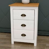 Mesa De Cabeceira Topázio 3 Gavetas Madeira Maciça Branco/carvalho - Finestra Móveis