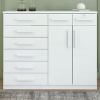Cômoda Toronto 2 Portas 8 Gavetas Branco - Móveis Lopas