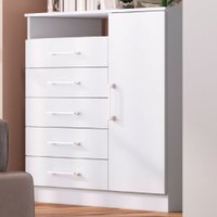 Cômoda Rubi 1 Porta 5 Gavetas Branco - Irm Móveis