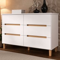 Cômoda Logan 6 Gavetas Branco/olmo Italiano - Manbel
