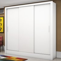 Guarda-roupa Solteiro Porto 3 Portas De Correr 6 Prateleiras Branco - Carioca Móveis
