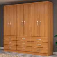 Guarda-roupa Solteiro Bergamo 6 Portas 9 Gavetas Cinnamomo - Evidencia Móveis