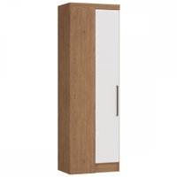 Guarda-roupa Solteiro Modular Infinity 1 Porta 2 Prateleiras Macadâmia/branco Line/boucle - Móveis Castro