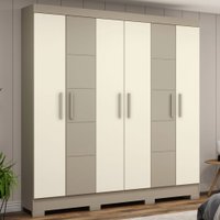 Guarda-roupa Solteiro Malbec 6 Portas 2 Gavetas Cristal/off White - Briz