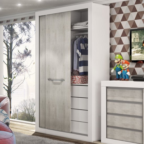 Guarda-roupa Solteiro 2 Portas 4 Gavetas Narita 1440 - Percasa