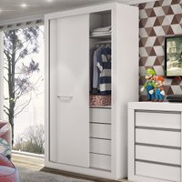 Guarda-roupa Solteiro 2 Portas 4 Gavetas Branco 1440 - Percasa