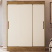 Guarda-roupa Solteiro Marselha 3 Portas 2 Gavetas Off White/nogueira - Doripel