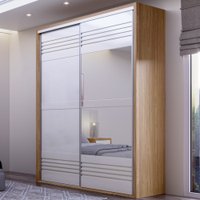 Guarda-roupa Solteiro 2 Portas 2 Gavetas Com Espelho 100% Mdf Freijo/off White Tw601e - Dalla Costa