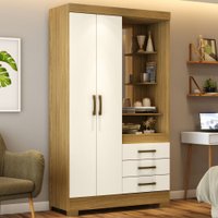 Guarda-roupa Solteiro 2 Portas 3 Gavetas Nature/off White B64 - Briz