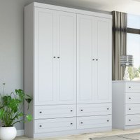 Guarda-roupa Solteiro Americano 4 Portas 4 Gavetas Branco Hp - Henn