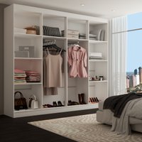 Closet Ele E Ela 8 Prateleiras Malbec Branco Fosco - Panorama Móveis