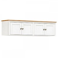 Armário Aéreo Para Quarto Topázio 4 Portas Madeira Maciça Branco/carvalho - Finestra Móveis