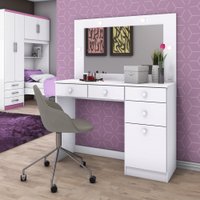 Penteadeira Chanel 1 Porta 4 Gavetas Branco - Henn