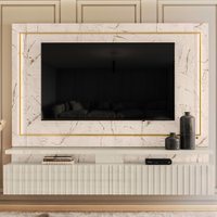 Painel Para Tv Até 75 Polegadas Gaia 2 Gavetas Calacata/off White - Madetec