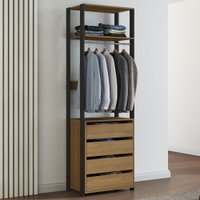 Closet 4 Gavetas 1 Prateleira Carvalho Dakar/cinza Vulcano 6105 - Soluzione