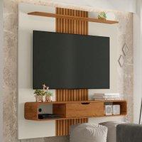 Painel Para Tv Até 65 Polegadas Lisboa 1 Porta 1 Prateleira Off White/naturale - Móveis Bechara