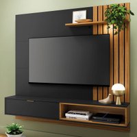 Painel Para Tv Até 60 Polegadas Tocantins 1 Porta 1 Prateleira Preto Fosco/noce Milano - Colibri