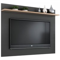 Painel Para Tv Até 50 Polegadas Benevello 1 Prateleira Grafite/siena - Quiditá Móveis