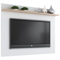 Painel Para Tv Até 50 Polegadas Benevello 1 Prateleira Branco/siena - Quiditá Móveis