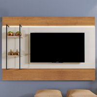 Painel Para Tv Até 65 Polegadas Granada Com Led 2 Prateleiras Naturalle/off White - Mavaular
