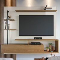 Painel Para Tv Até 58 Polegadas Com Led Maragogi 1 Porta Off White/freijó - Colibri