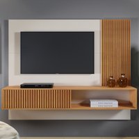 Painel Para Tv Até 75 Polegadas Málaga 1 Porta Off White/naturalle - Mavaular