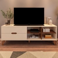 Rack Para Tv Até 75 Polegadas Verona 2 Gavetas Off White/pinho - Artely Móveis