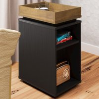 Mesa De Canto Olivia 3 Nichos Preto/pinho - Artely