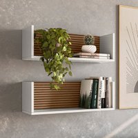 Prateleira Decorativa Demadero Off White Cristal/ripado Madeira - Nicioli
