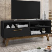 Rack Para Tv Até 55 Polegadas Santorini 1 Porta Preto - Pnr Móveis
