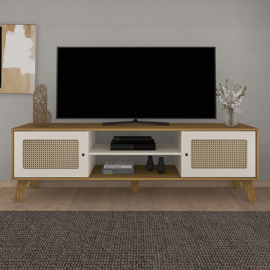 Rack Para Tv Até 75 Polegadas Charlotte 2 Portas Carvalho/off White - Artely Móveis