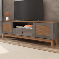 Rack Para Tv Até 60 Polegadas Esmeralda 2 Portas 1 Gaveta Cinza Perola/noce - Casa D