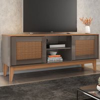 Rack Para Tv Até 60 Polegadas Safira 2 Portas 2 Nichos Cinza Perola/noce - Casa D