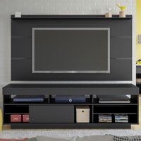 Rack Com Painel Para Tv Até 50 Polegadas 1 Porta Preto - Artely Móveis