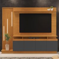 Estante Para Tv Até 65 Polegadas Candian Com Led 4 Portas Cinamomo/grafite - Jcm Móveis