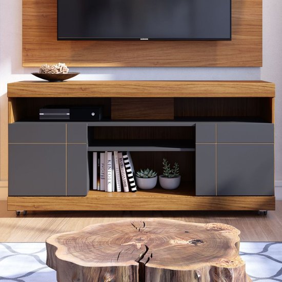 Rack Para Tv Até 42 Polegadas 2 Portas Yara Noce Milano/preto Fosco - Colibri